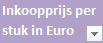 26. Inkoopprijs per
stuk in Euro