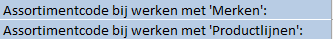 2. Assortimentscodes voor Merken of Productlijnen: