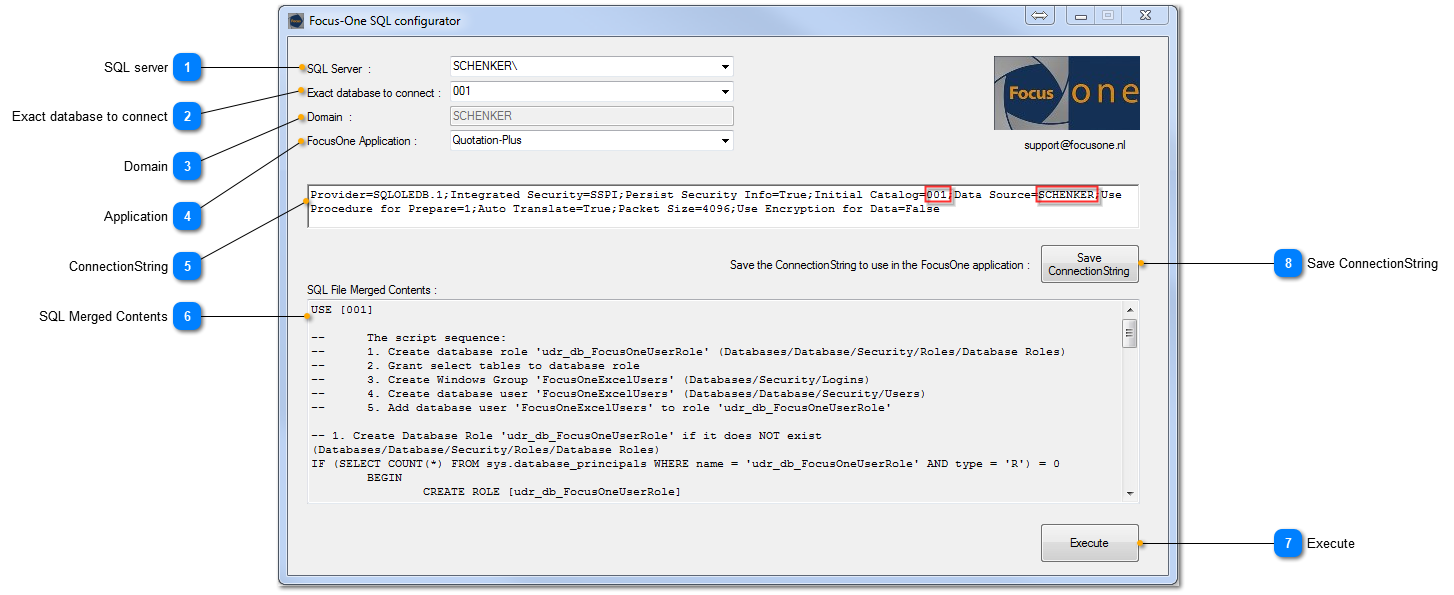 FocusOne SQL configurator
